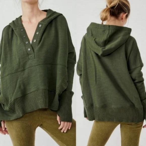 Free People Movement Honey Dove Army Pullover Hoodie Size Large - Picture 7 of 12